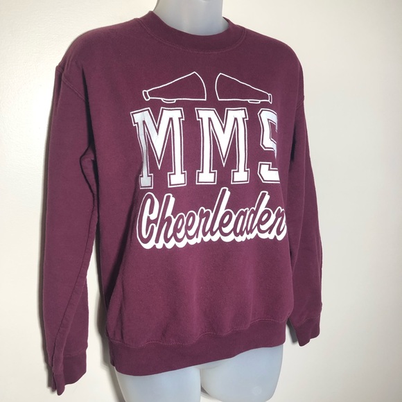 Gildan Tops - Small Cheerleader Maroon White Crew Sweatshirt